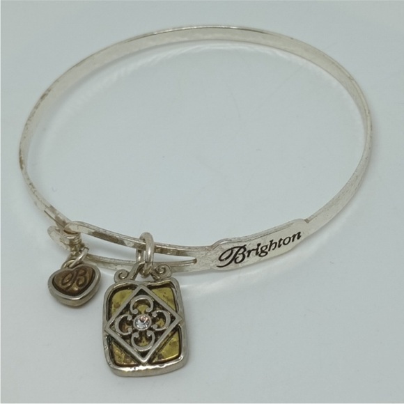 Brighton "Art & Soul Collection: Live Well, Laugh Often" Hammered Silver Bangle - Picture 1 of 3